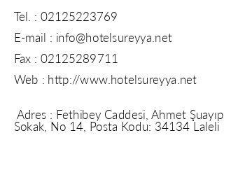 Sreyya Hotel iletiim bilgileri